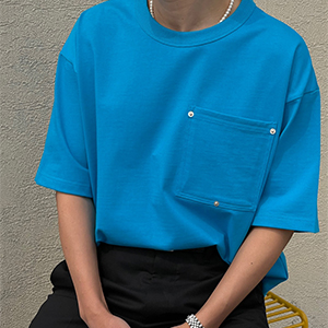 리벳 와이드 티셔츠 ( BLUE ) [ 재입고 ]