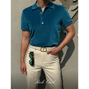 [Rich Clad] 럭스 모달 벨루어 폴로 티셔츠 ( OCEAN BLUE )
